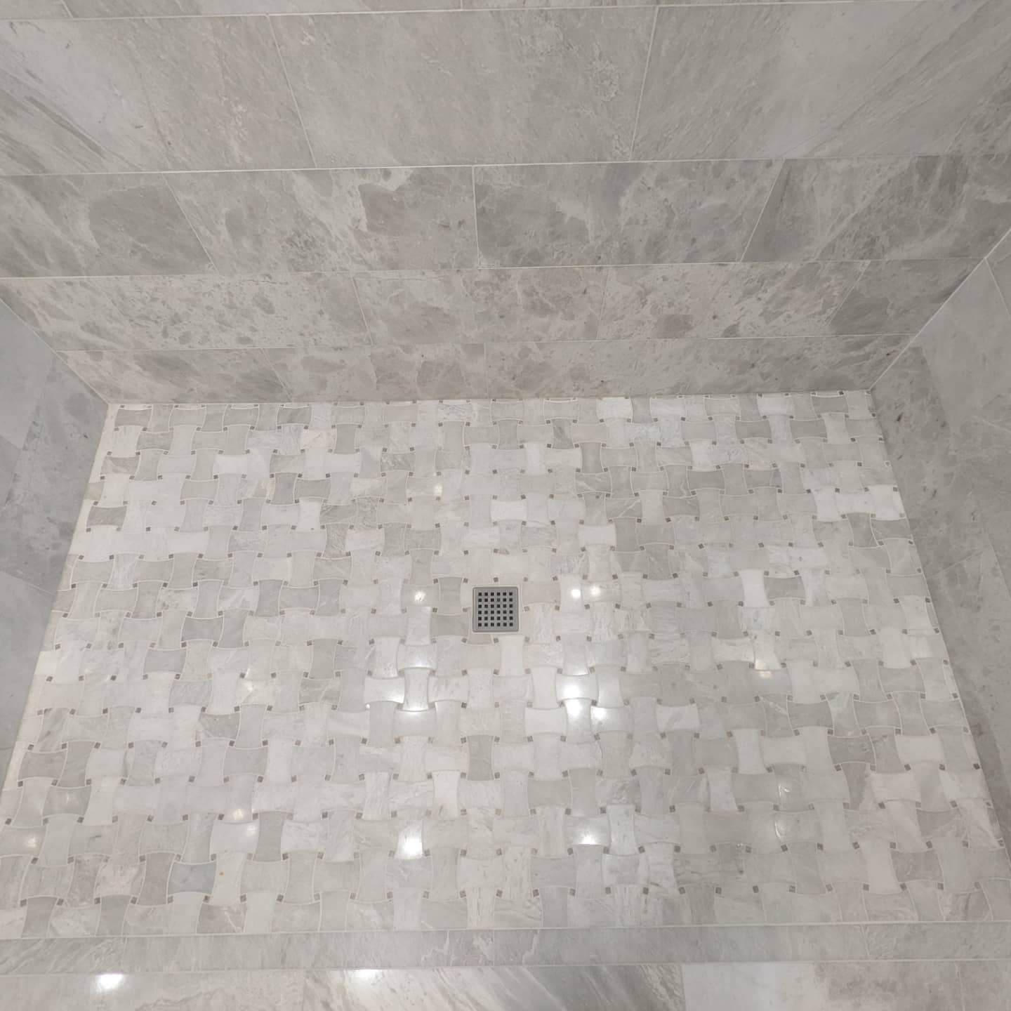 Shower Remodel - Basketweave Tile Floor